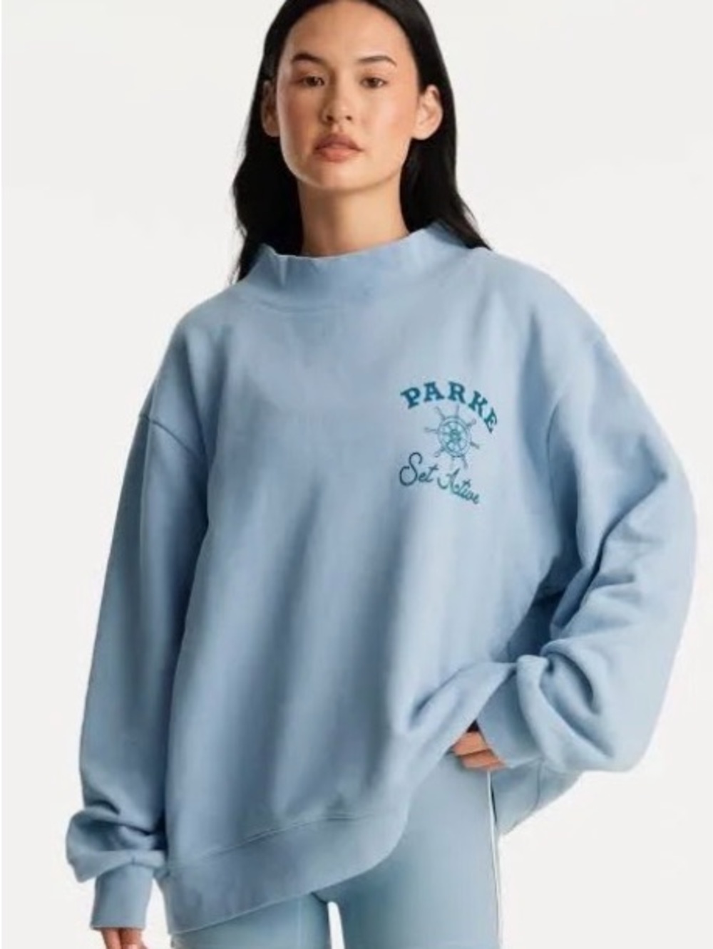 Parke set active collab Light Blue Relaxed mock neck - Picture 1 of 3